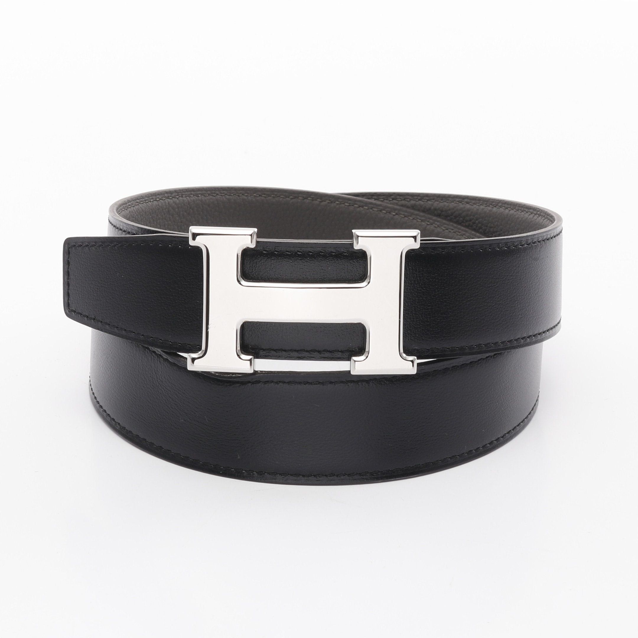 Hermes Hermes Constance H-Belt Noir Ethane Belt Box Calf Togo Black Dark Gray Silver Hardware Reversible Z Stamp Size ONE SIZE - 1 Thumbnail