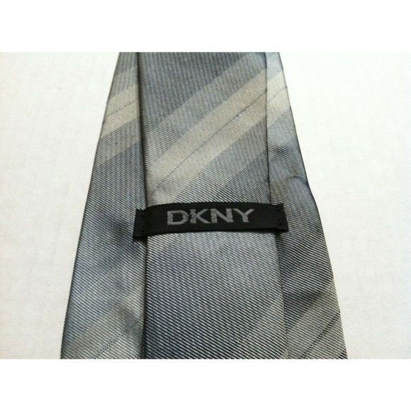 DKNY DKNY MENS NEW LIGHT GRAY 100%SILK STRIPED TIE WIDTH: 3 3/4" Size ONE SIZE - 2 Thumbnail