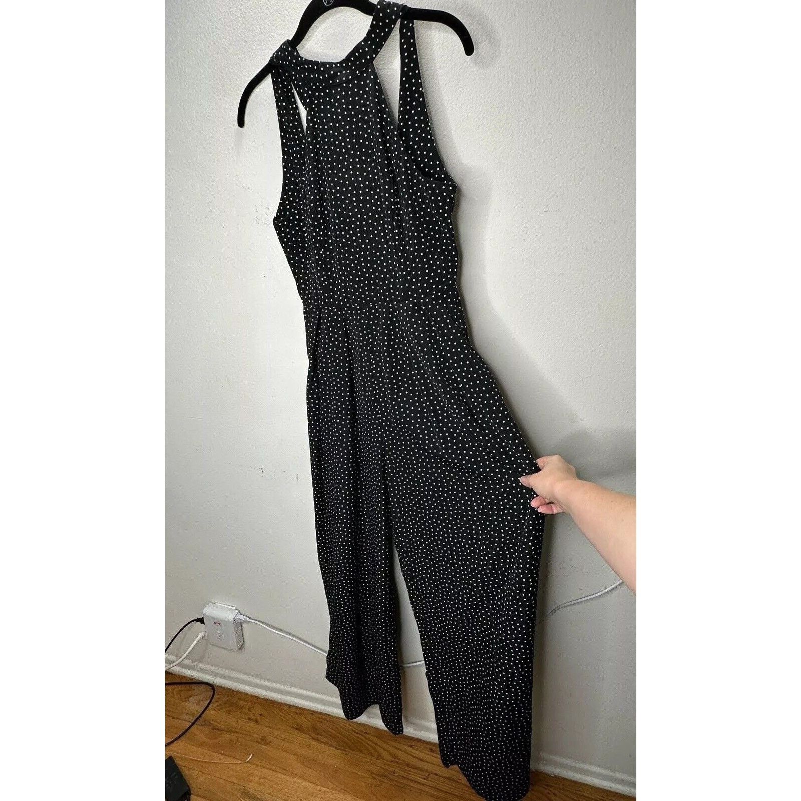 Other Audrey Halterneck Polka Dot Open Tie Back Pleat Leg Jumpsuit Size 27" / US 4 / IT 40 - 2 Thumbnail