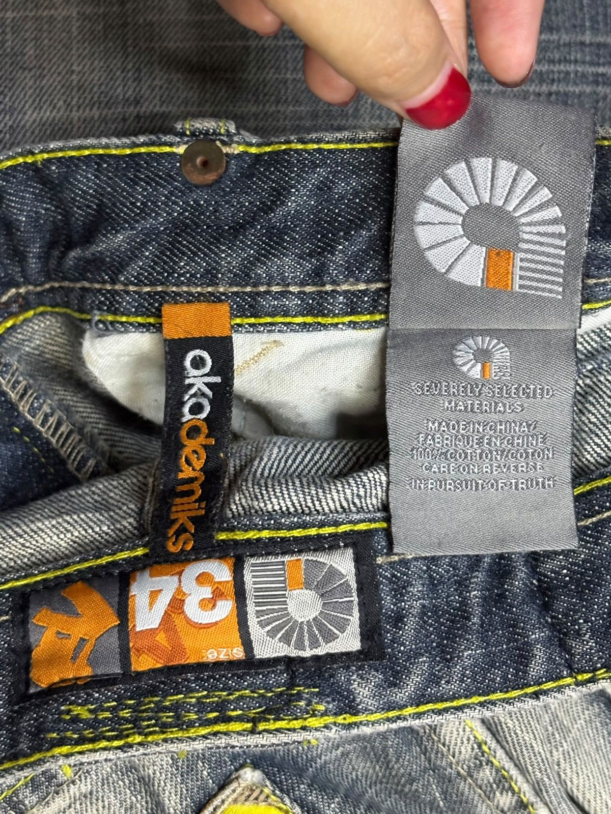 Akademiks × Japanese Brand Vintage Akademiks Diamond Embroidered Wide Leg Baggy Jeans Size US 34 / EU 50 - 11 Thumbnail