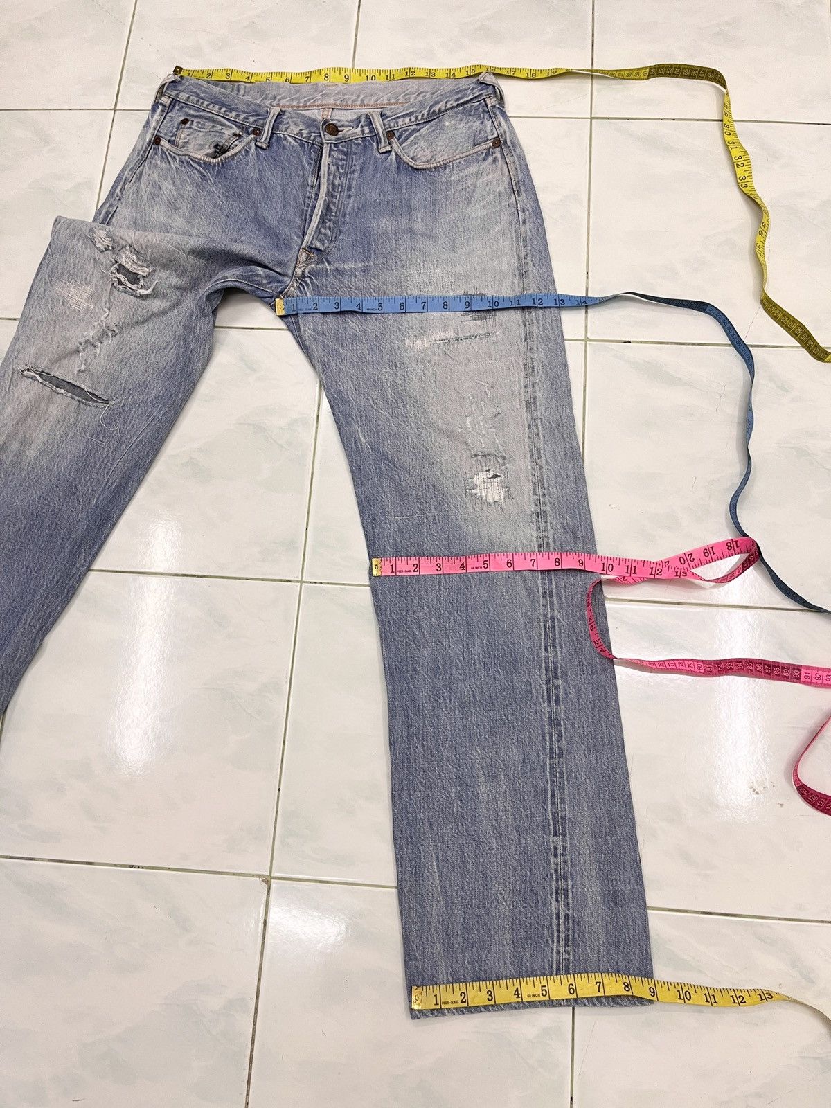45rpm 🔥🔥🔥ARCHIVE 45RPM SELVEDGE DISTRESSED DENIM Size US 32 / EU 48 - 21 Thumbnail