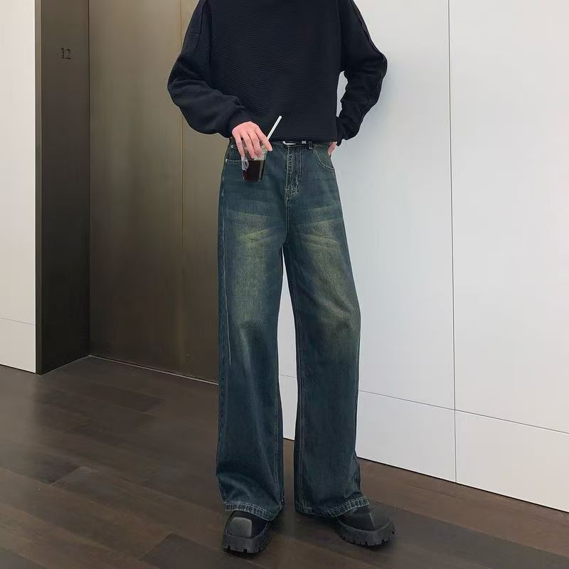 Japanese Brand × Jean Men's American retro washed distressed straight flared jeans Size US 32 / EU 48 - 3 Thumbnail