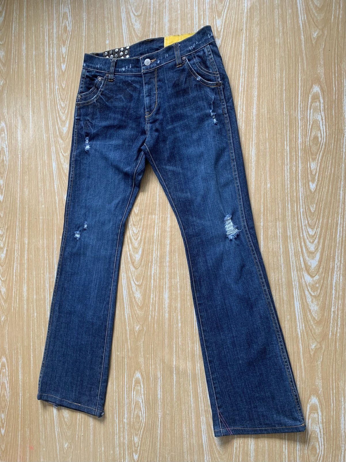 Japanese Brand 🔥 Ocean Pacific Distressed Flare Bootcut Unisex Jeans Pant Size US 27 - 5 Thumbnail