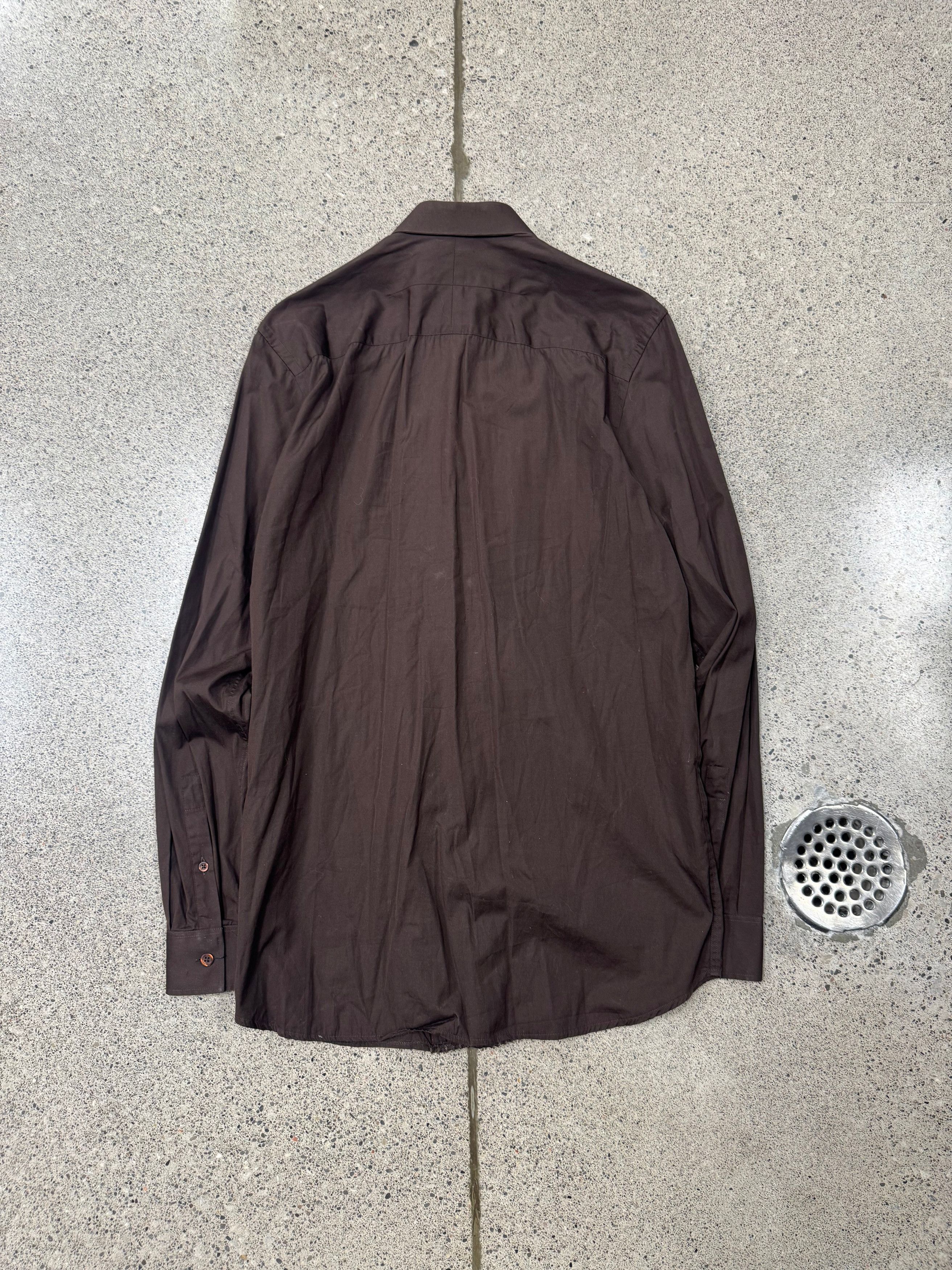 Givenchy Givenchy ‘Zipper Track’ Brown Concealed Button Down Shirt Size US M / EU 48-50 / 2 - 4 Thumbnail