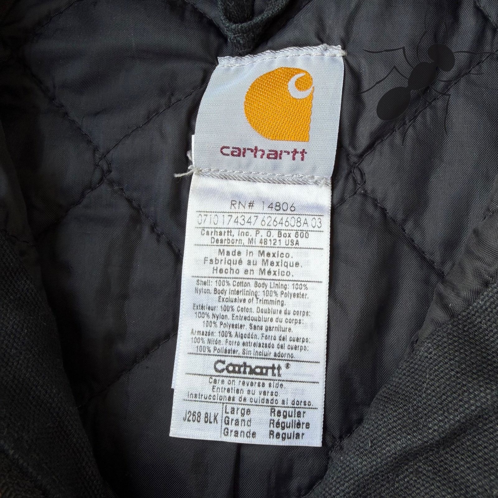 Carhartt × Vintage Carhartt J268 BLK black hooded work wear jacket Size US L / EU 52-54 / 3 - 5 Thumbnail