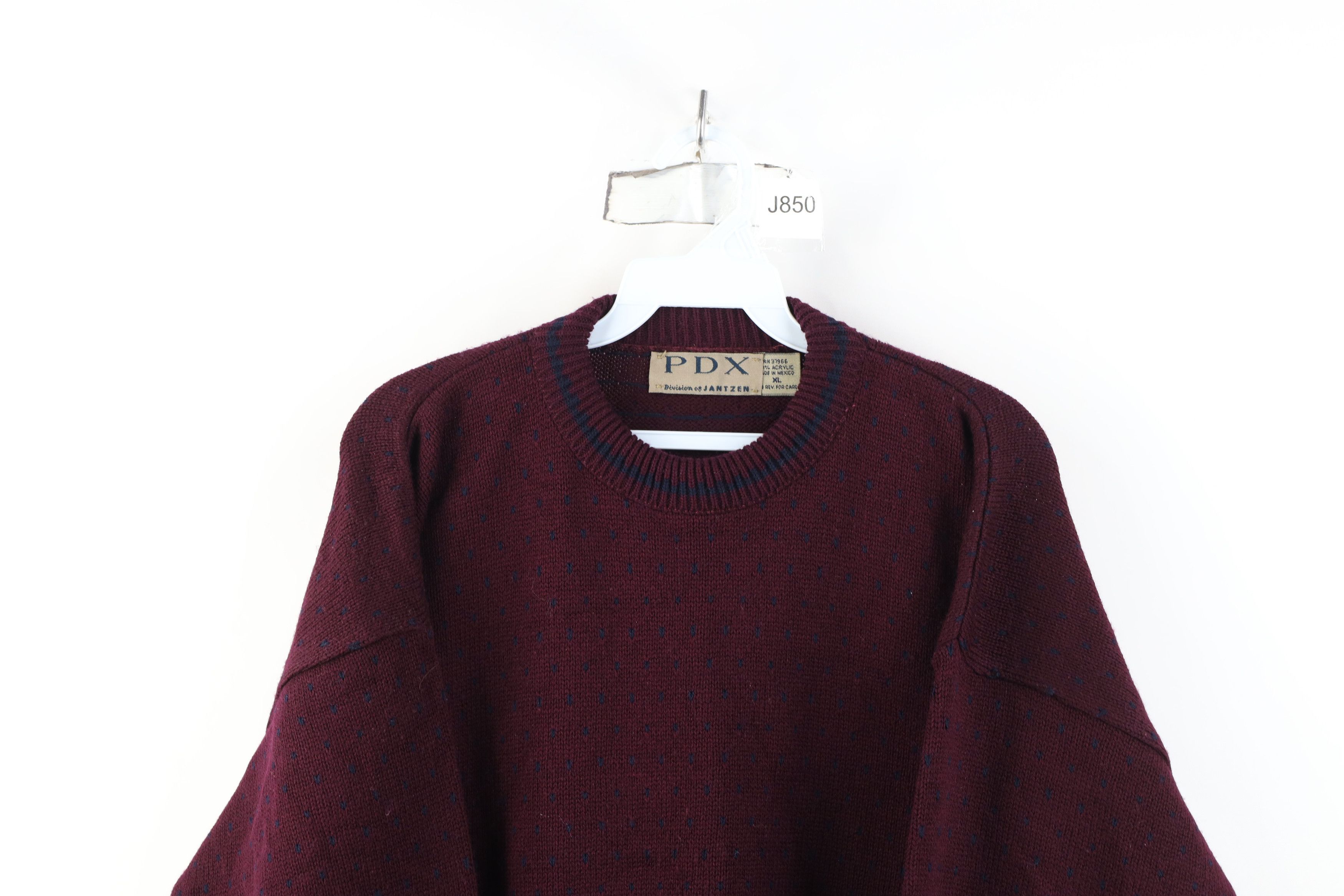 Vintage Vintage 90s Streetwear Knit Crewneck Sweater Dark Purple Size US XL / EU 56 / 4 - 2 Thumbnail