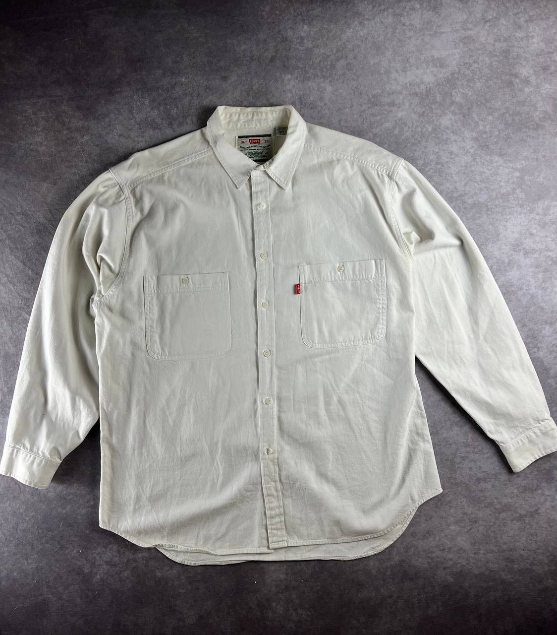 Levi's Vintage Levi’s White Button-Up Work Shirt Long Sleeve XL Size US XL / EU 56 / 4 - 1 Thumbnail