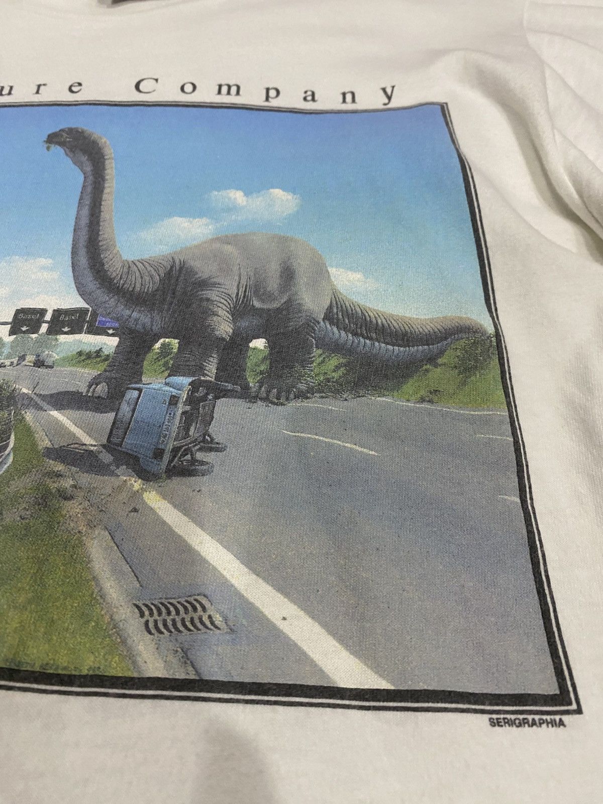 Vintage vtg dinosaur on Autobahn t-shirt Size US L / EU 52-54 / 3 - 2 Thumbnail