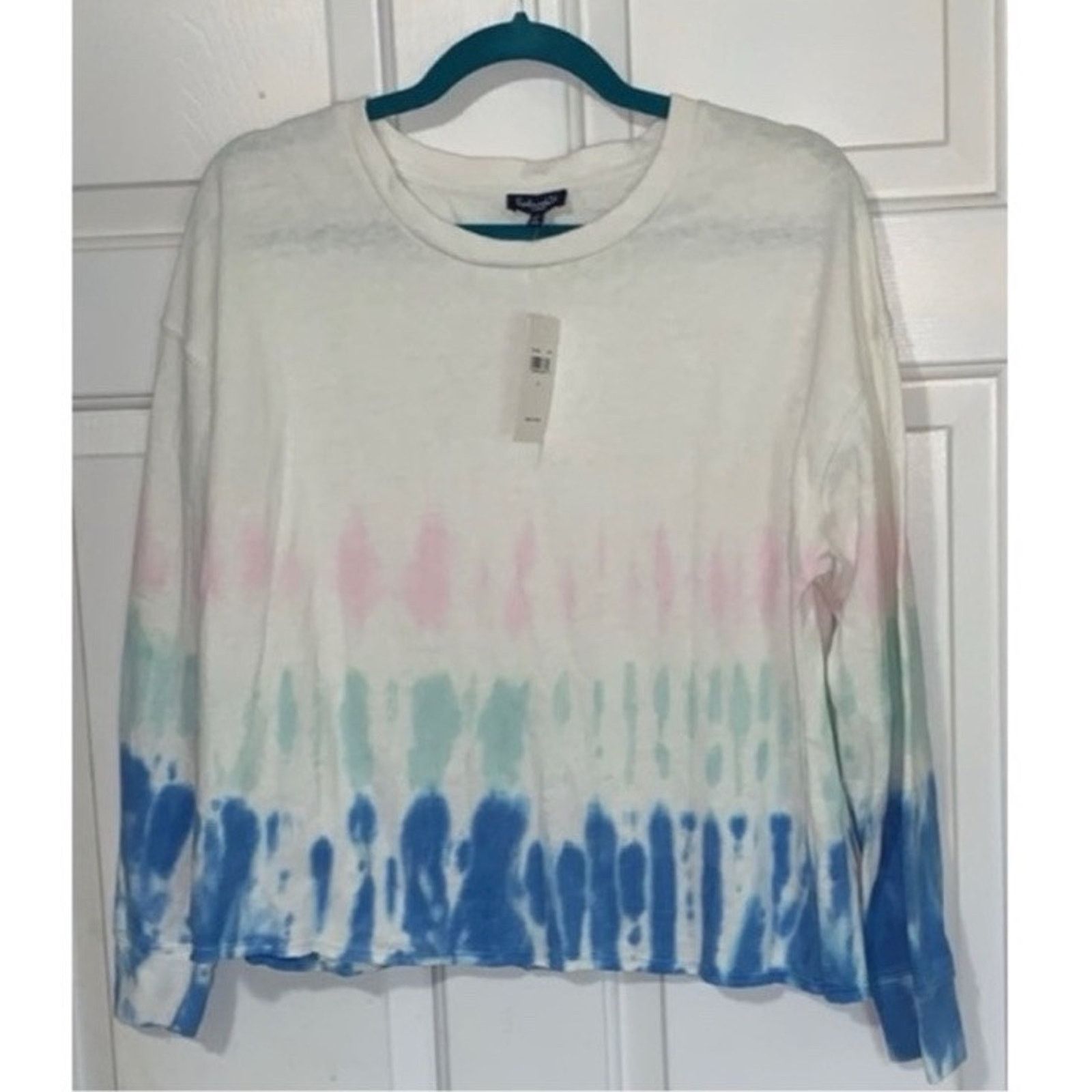 Splendid SPLENDID White Blue Pink Tie Dye Top NWT $148 L Size L / US 10 / IT 46 - 1 Thumbnail
