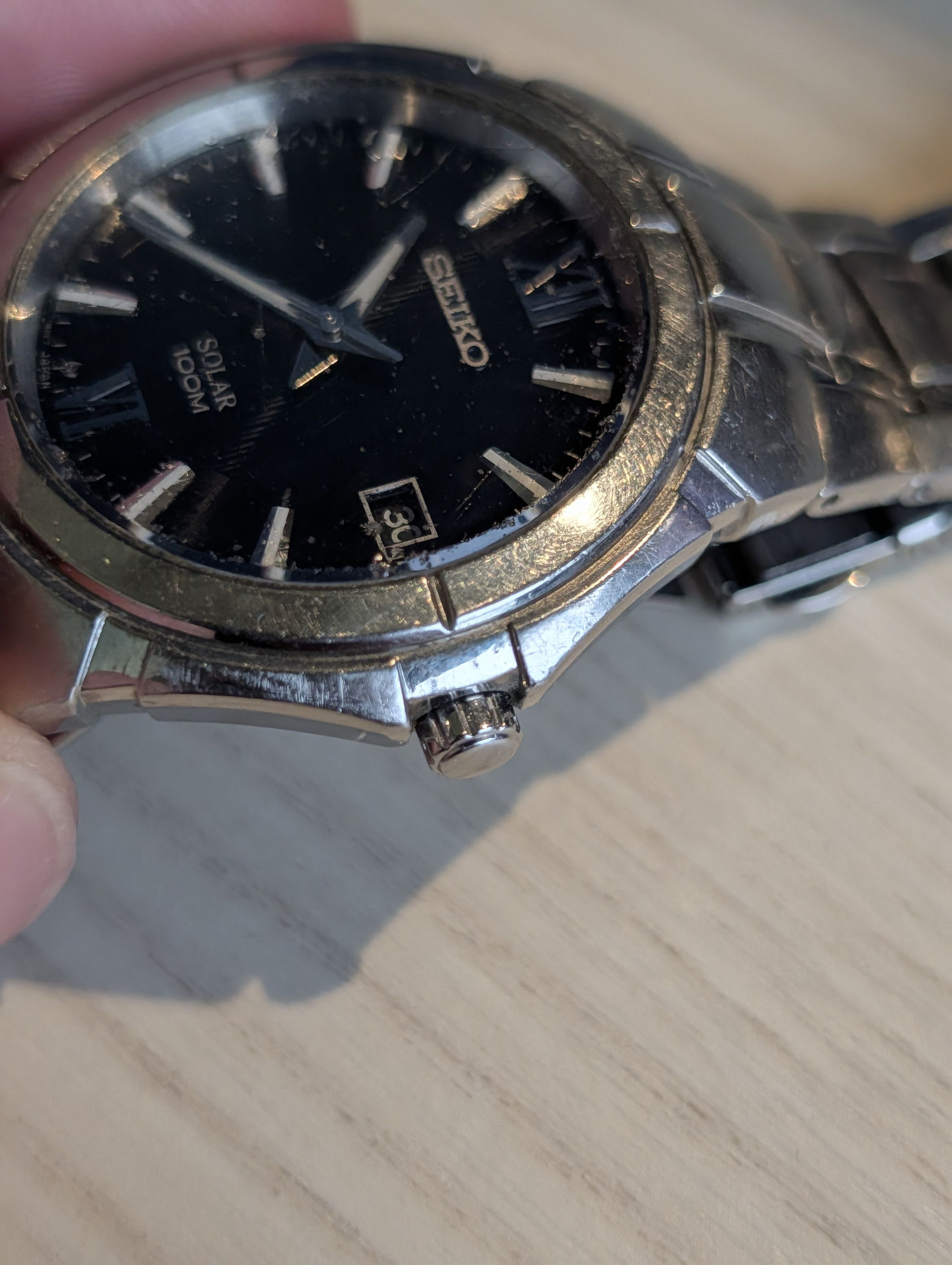 Seiko Seiko Solar 100M Date Complication Black Dial Watch Size ONE SIZE - 3 Thumbnail