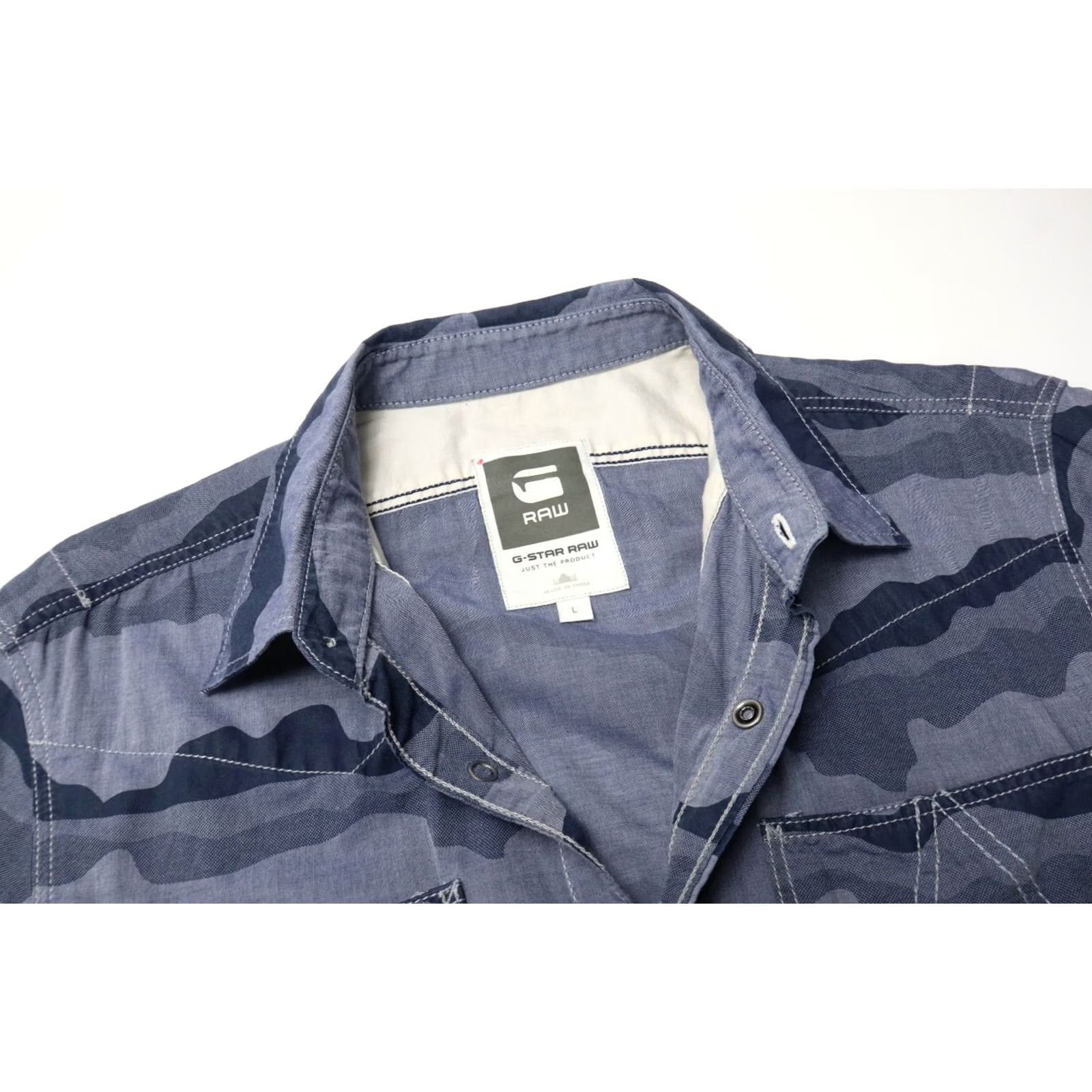 G-Star G-Star A Crotch Yoshem Work Shirt Shirt Men's LARGE Blue Short Sleeve Button Up Size US L / EU 52-54 / 3 - 4 Thumbnail