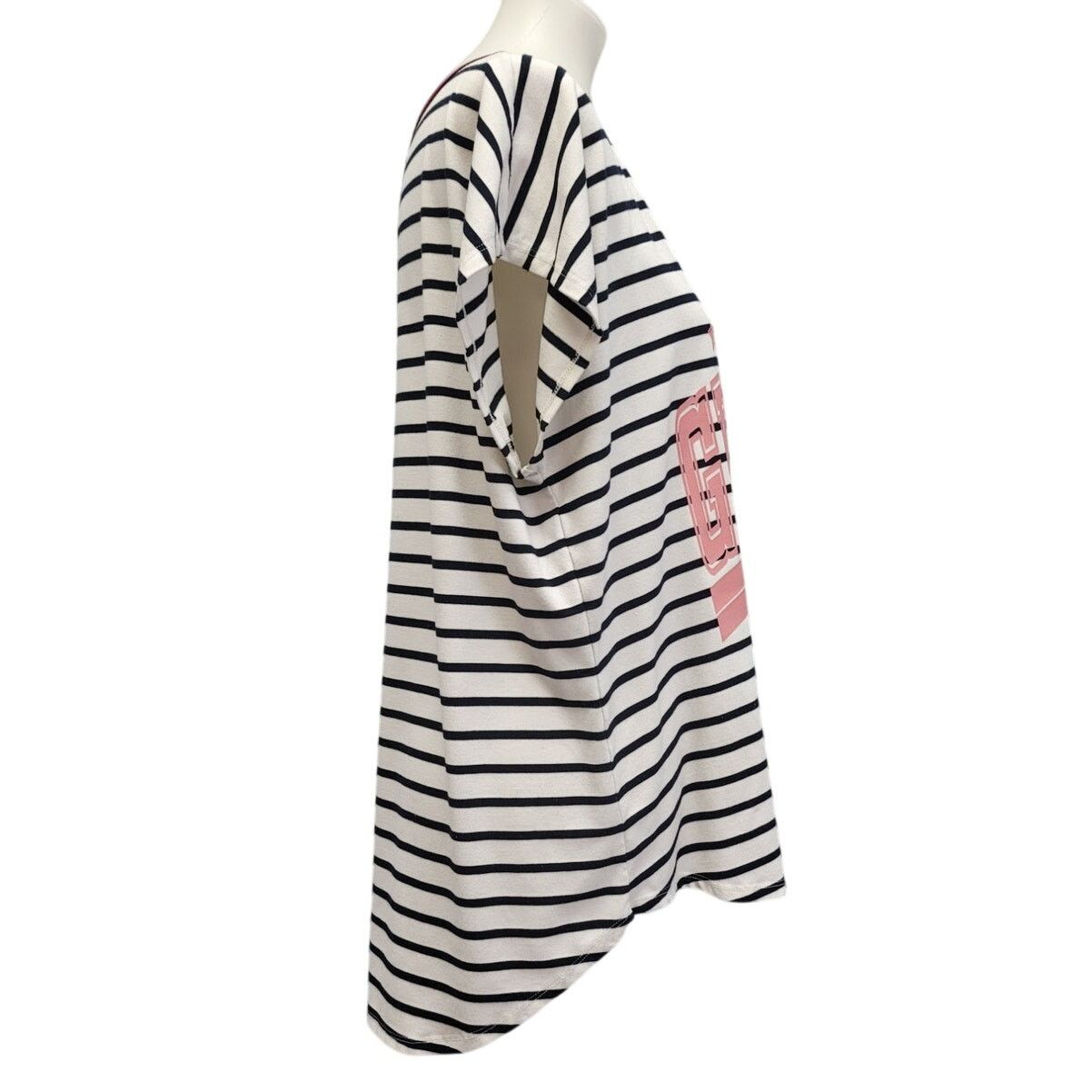 Tommy Hilfiger Hand Printed Womens XL Girl Mom Era Striped Short Sleeve Tee Size XL / US 12-14 / IT 48-50 - 3 Thumbnail