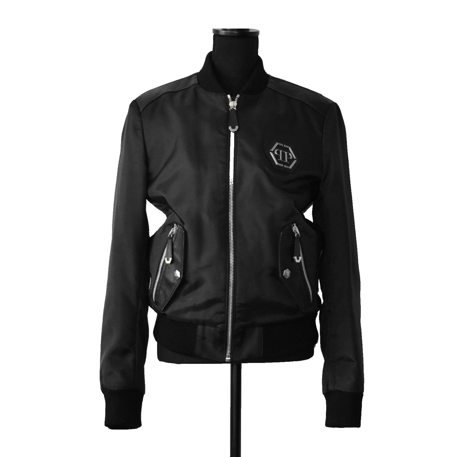 Philipp Plein PHILIPP PLEIN Skull Leather & Fabric Paneled Bomber Jacket S Size US S / EU 44-46 / 1 - 2 Thumbnail