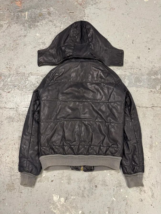 Giorgio Brato Giorgio Brato Grey Leather Puffer Hooded Jacket Size XS / US 0-2 / IT 36-38 - 4 Thumbnail