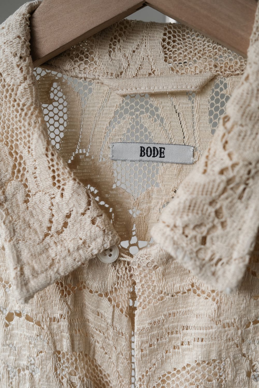 Bode BODE Cotton Lace Shirt - Ecru Size US M / EU 48-50 / 2 - 2 Thumbnail