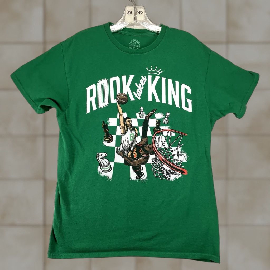 Vintage Jayson Tatum LeBron James Graphic Tee Shirt Adult Medium Green Sports Mens Size US M / EU 48-50 / 2 - 1 Thumbnail