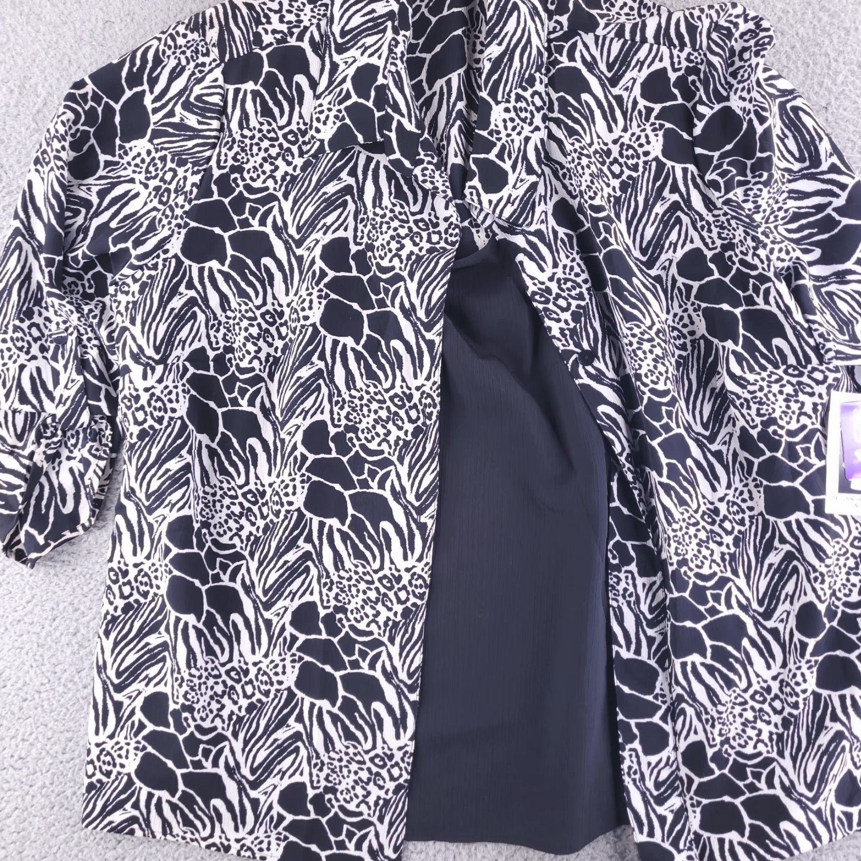 Vintage VINTAGE? No—skip. Just My Size JMS Blouse Women 4XL Black White Open Front Twofer 26-28W Size XXL / US 16-18 / IT 52-54 - 2 Thumbnail