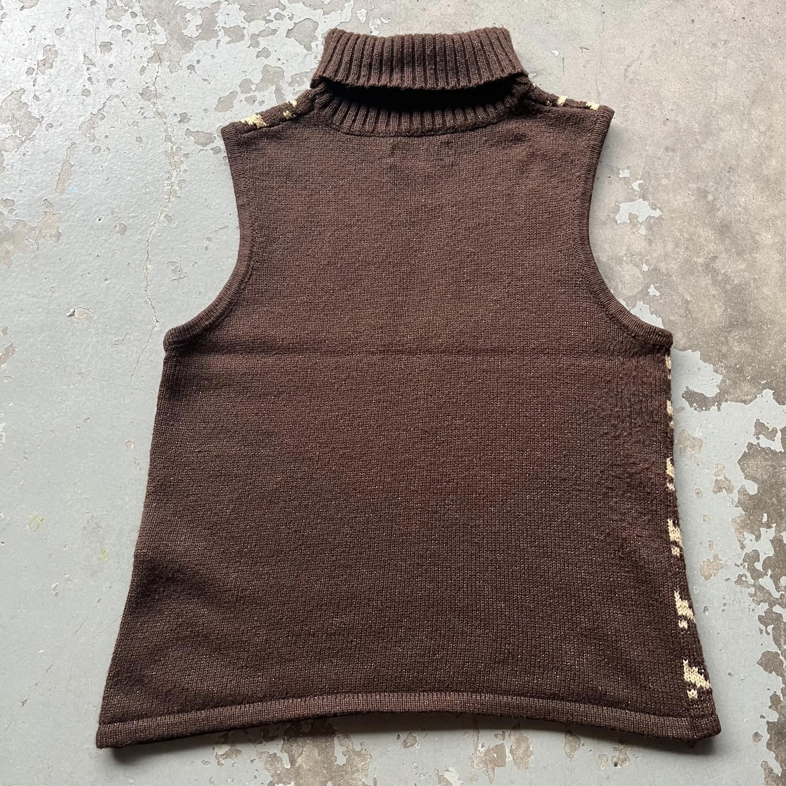Vintage Vintage Unique 90s Chocolate Brown Glitter Knit Sweater Vest Size L / US 10 / IT 46 - 4 Thumbnail
