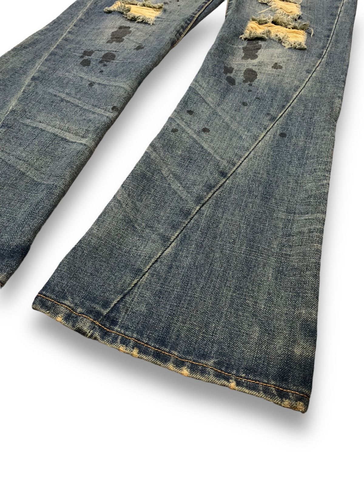 If Six Was Nine Vintage Snuff Mud Wash Splatter Flare Distressed Punk Jeans Size US 32 / EU 48 - 9 Thumbnail