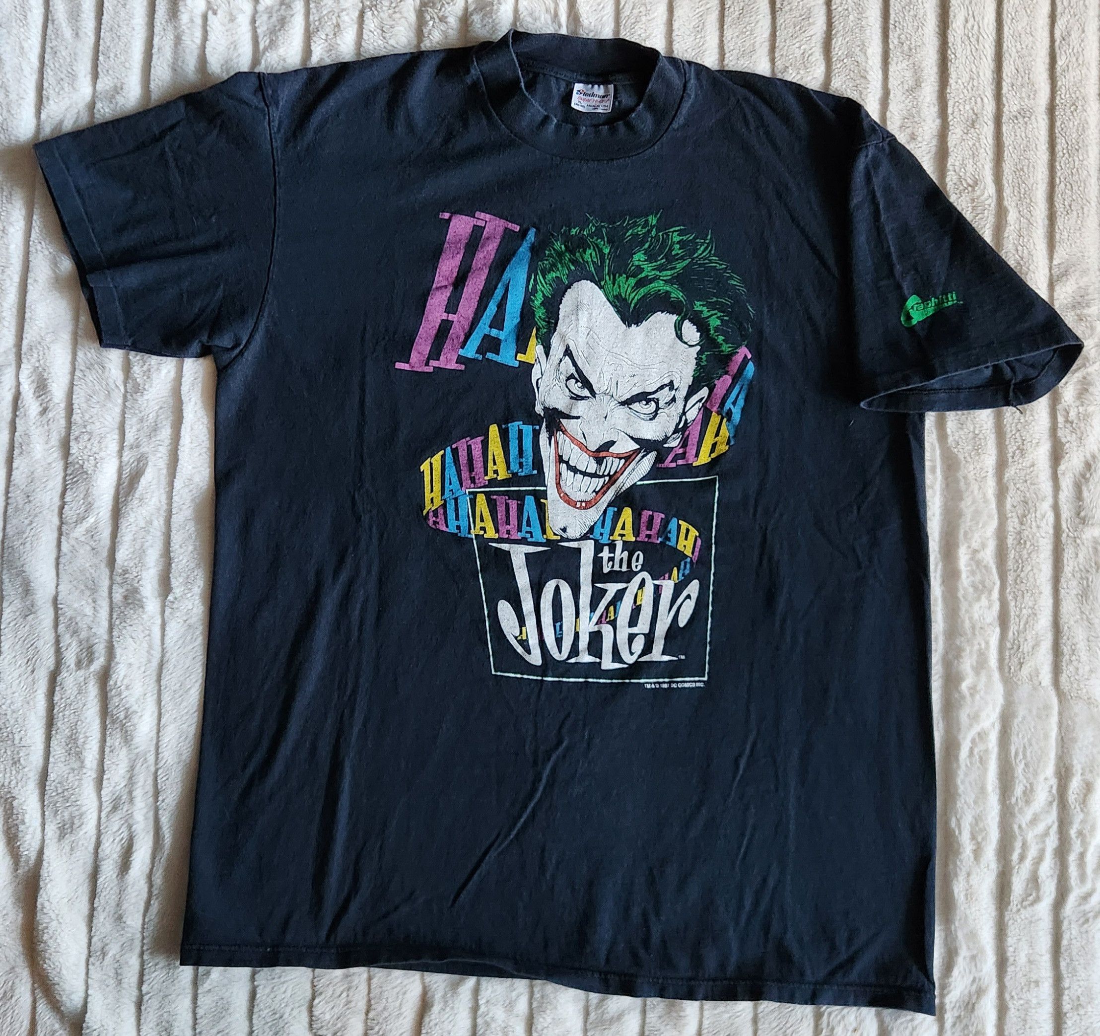 image of Vintage 1987 Joker Animated Graphitti Dc Comics Men XL in Black