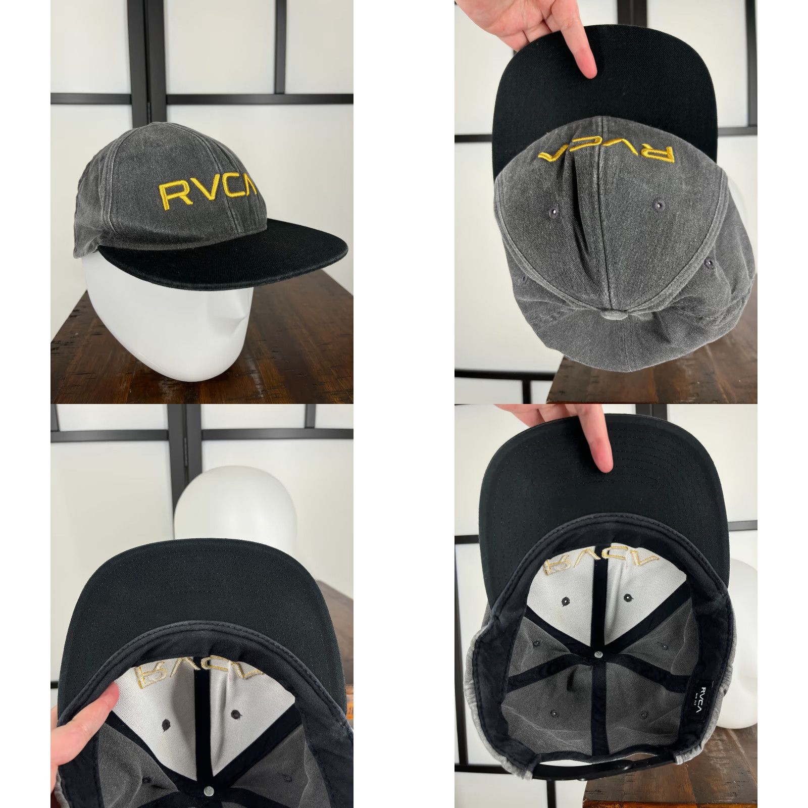 RVCA RVCA Hat Cap Snap Back Adult One Size Gray Embroidered Mid Fit Cotton Size ONE SIZE - 8 Thumbnail