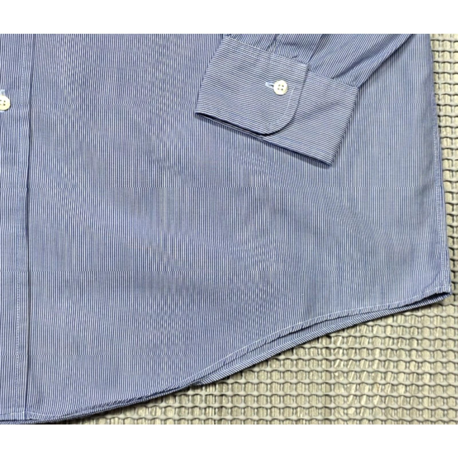 Brooks Brothers VINTAGE Brooks Brothers Makers Long Sleeve Shirt Mens 16-3 Button Up Blue Stripe USA Size US L / EU 52-54 / 3 - 4 Thumbnail