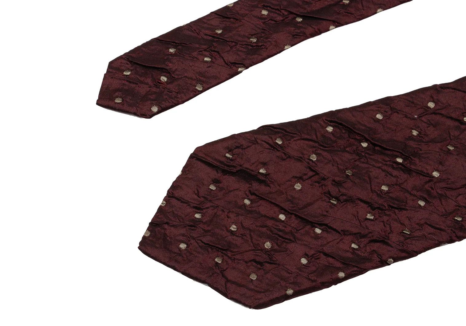 Issey Miyake Silk Dot Jacquard Tie in Wine Beige Size ONE SIZE - 3 Thumbnail