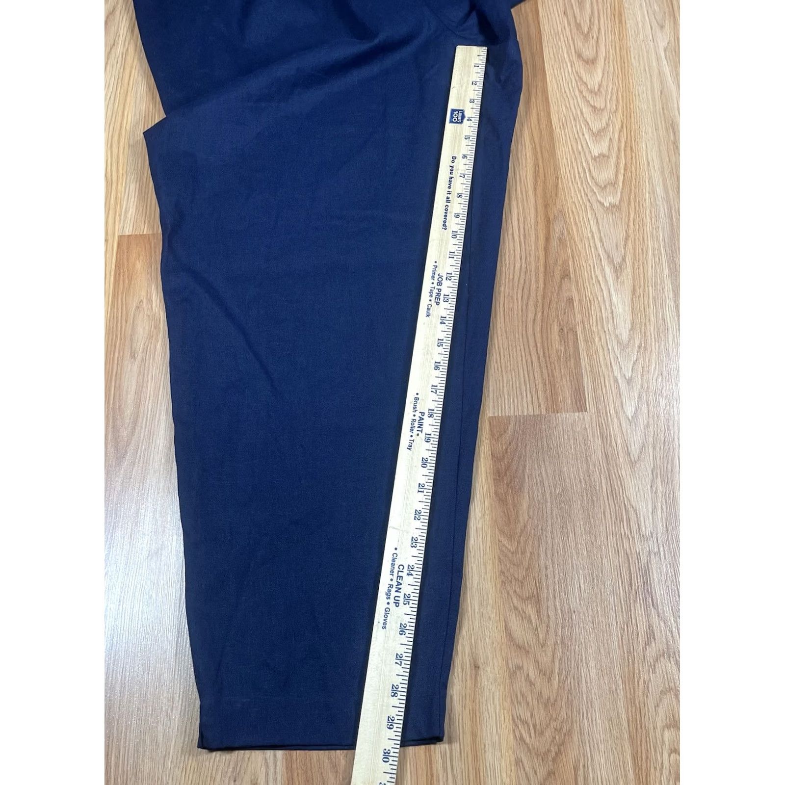 Vintage Options Melrose Pants Womens 3X Blue High Rise Linen Blend Straight Leg Pockets Size 40" / US 18 - 7 Thumbnail