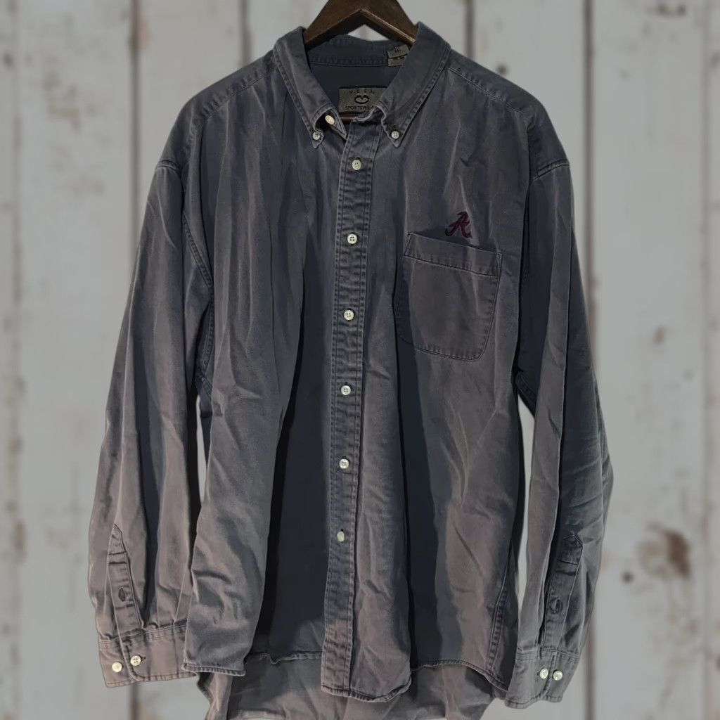 Vintage Vesi Sportswear Alabama Gray 100% Cotton Button-Up Shirt Men XXL Casual Business Travel All Seasons Size US XXL / EU 58 / 5 - 1 Thumbnail