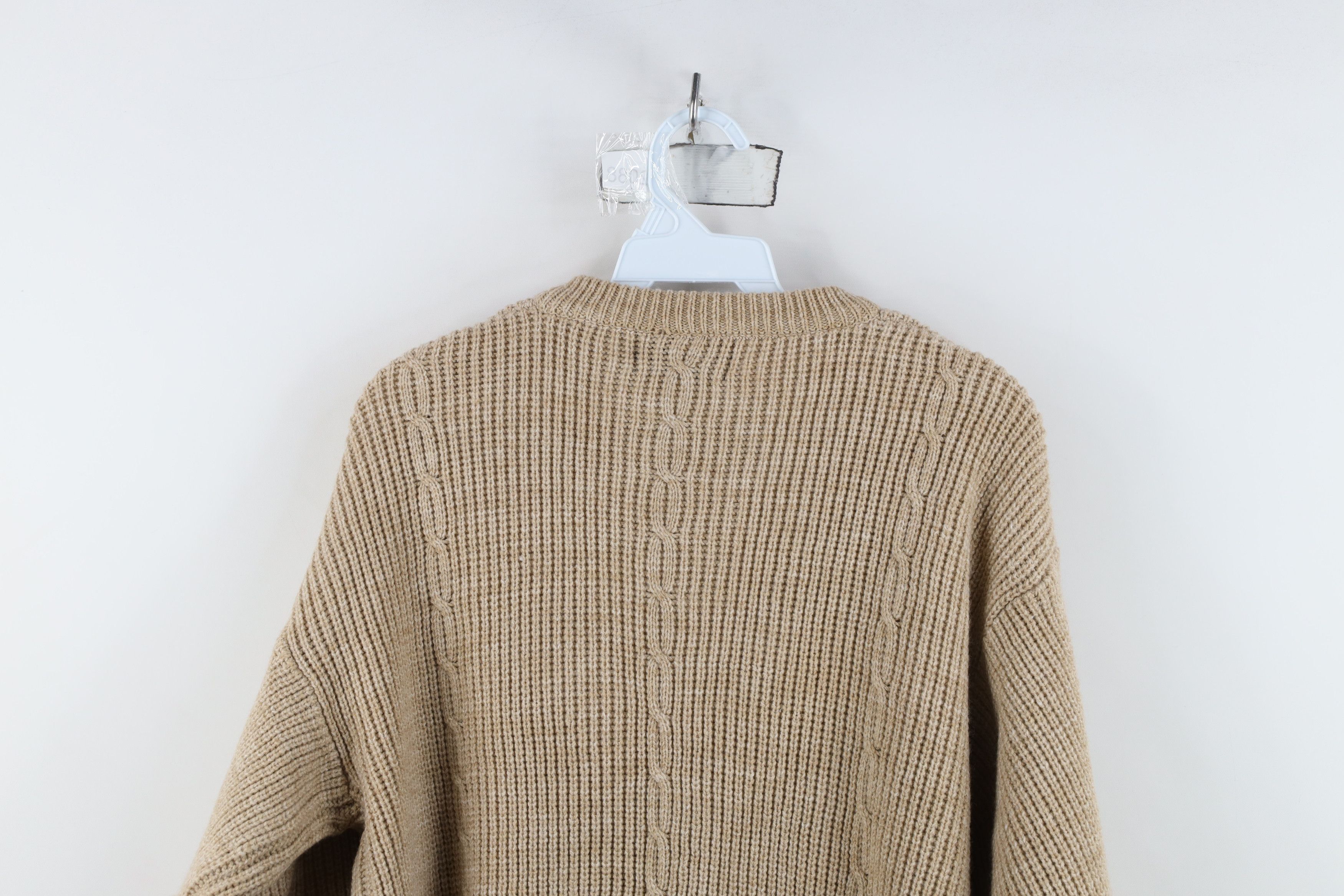 Vintage Vintage 90s Streetwear Ribbed Cable Knit Sweater Beige Size L / US 10 / IT 46 - 9 Thumbnail