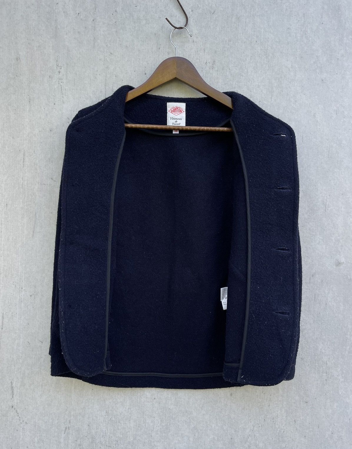 Danton DANTON JAPAN WOOL MOSSER COLLARLESS JACKET IN NAVY Size US S / EU 44-46 / 1 - 6 Thumbnail