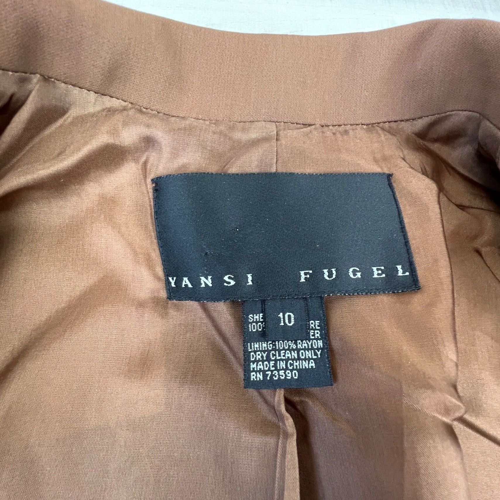 Vintage Yansi Fugel Womens Suit 10 Brown Blazer Straight Skirt Lined Career New (Jacket/CoatRegular) Size 32" / US 10 / IT 46 - 3 Thumbnail