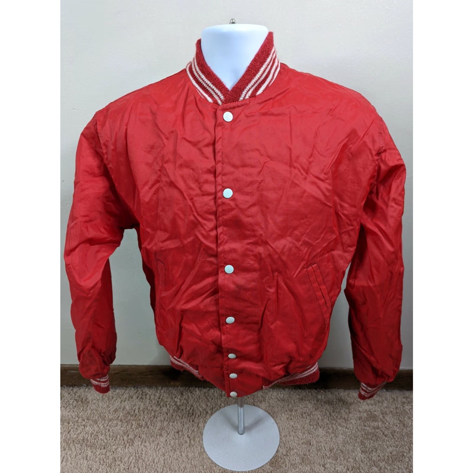 Vintage Batman Vintage Mens Satin Solfshell Varsity Bomber Jacket S Made in USA Red Snap Mens Womens? Size US S / EU 44-46 / 1 - 2 Thumbnail