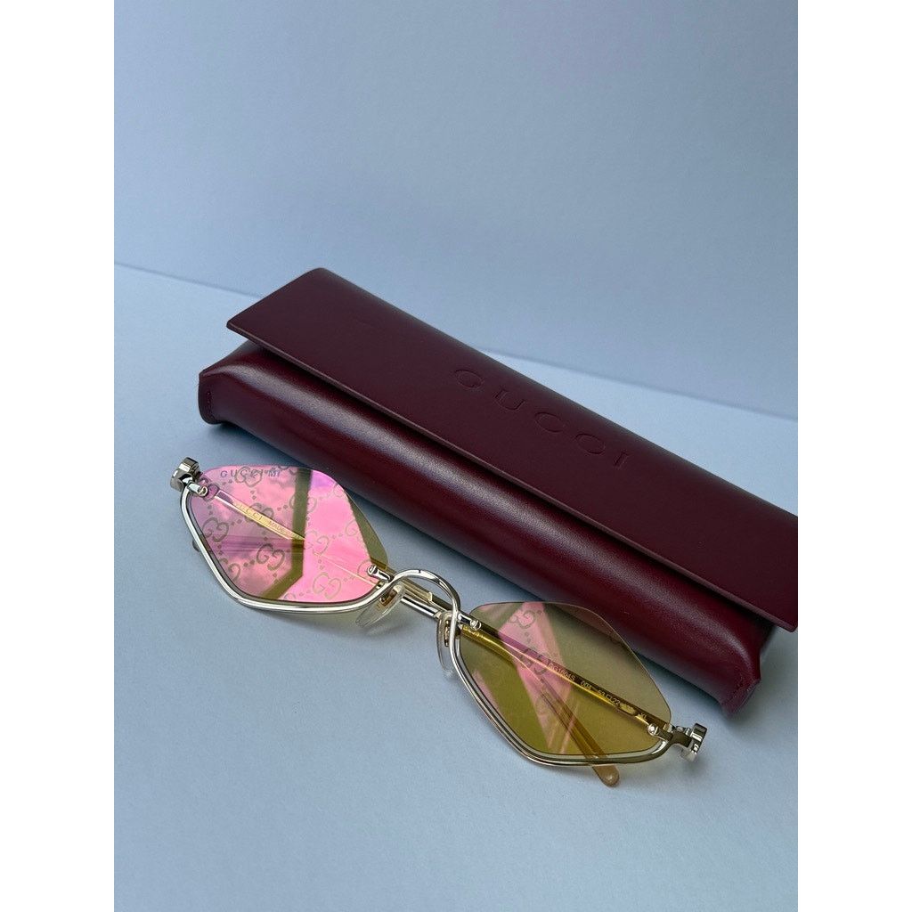 Gucci NEW Gucci GG1604S Gold Cat Eye Logo Mirror Sunglasses $720 Size ONE SIZE - 3 Thumbnail