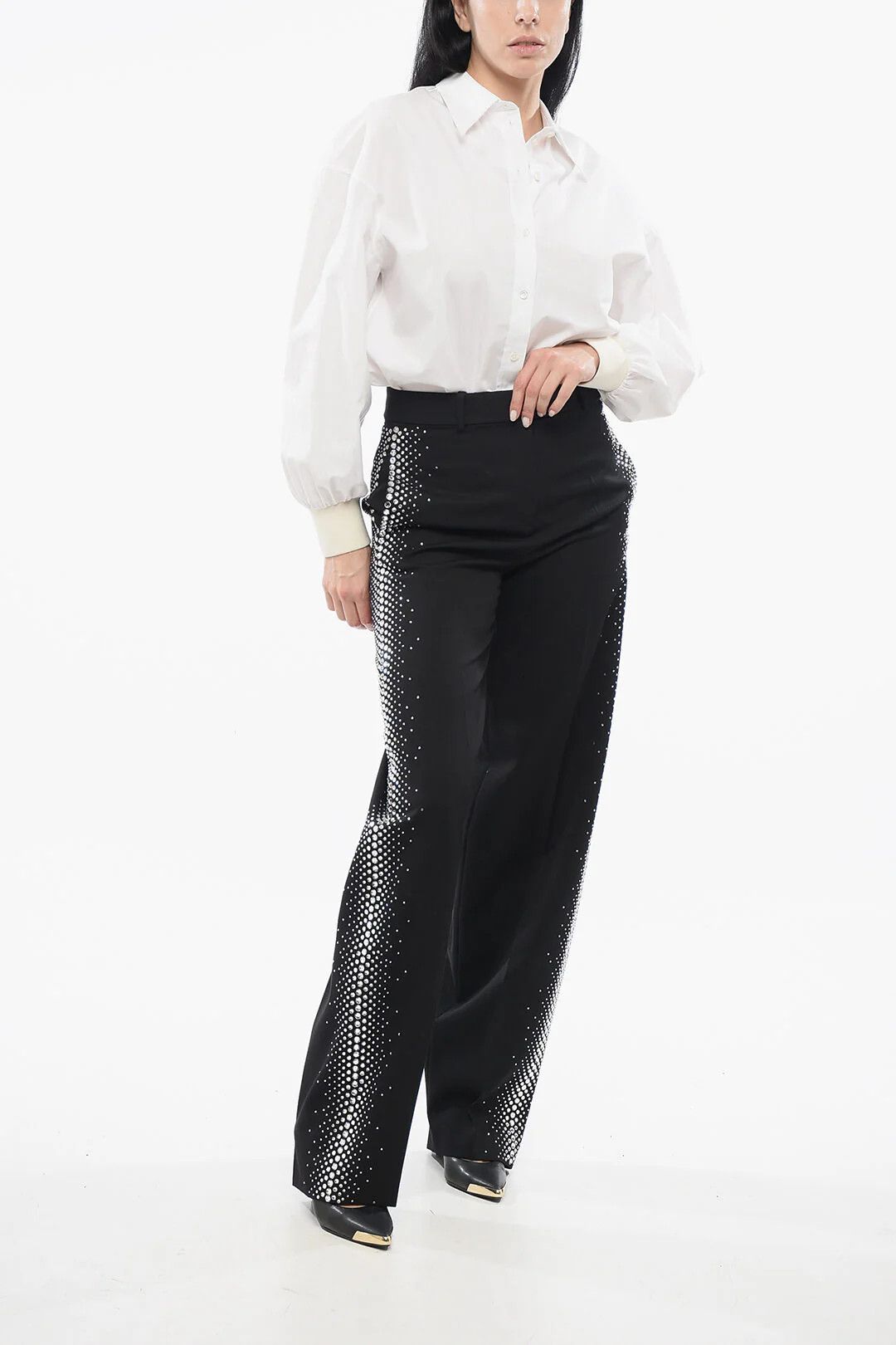 The Attico og1mm0426 Wide-Leg Pant in Black Size 27" / US 4 / IT 40 - 4 Thumbnail