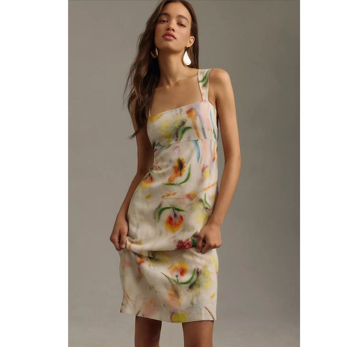 Anthropologie NWT Klaas Jonkman Square-Neck Linen Midi Dress $148 3X Size 3XL / US 20-22 - 2 Thumbnail