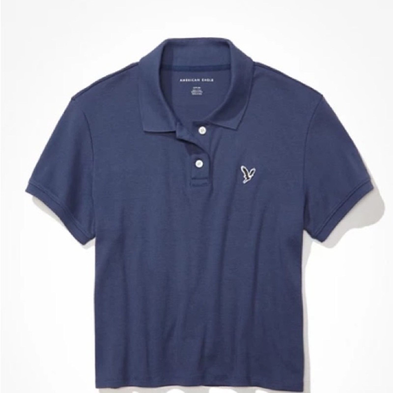 American Eagle Outfitters American Eagle Cropped Polo Tee in Indigo Size Womens Large Size L / US 10 / IT 46 - 2 Thumbnail