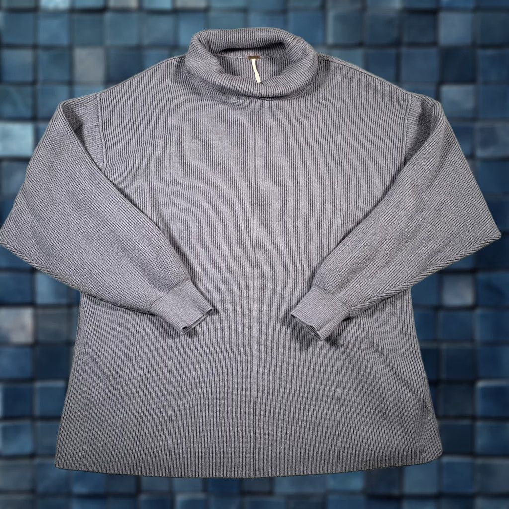 Free People Free People Sweater Womens M Gray Ribbed Turtleneck Tunic Slouchy Size M / US 6-8 / IT 42-44 - 1 Thumbnail