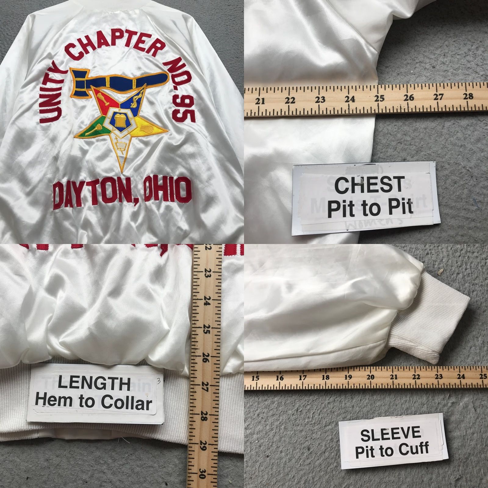 Vintage VINTAGE Bomber Jacket Mens XL Gray Auburn OES Unity Chapter No. 95 Nylon Embroidered Pockets | 70s Casual Lightweight Size US XL / EU 56 / 4 - 8 Thumbnail