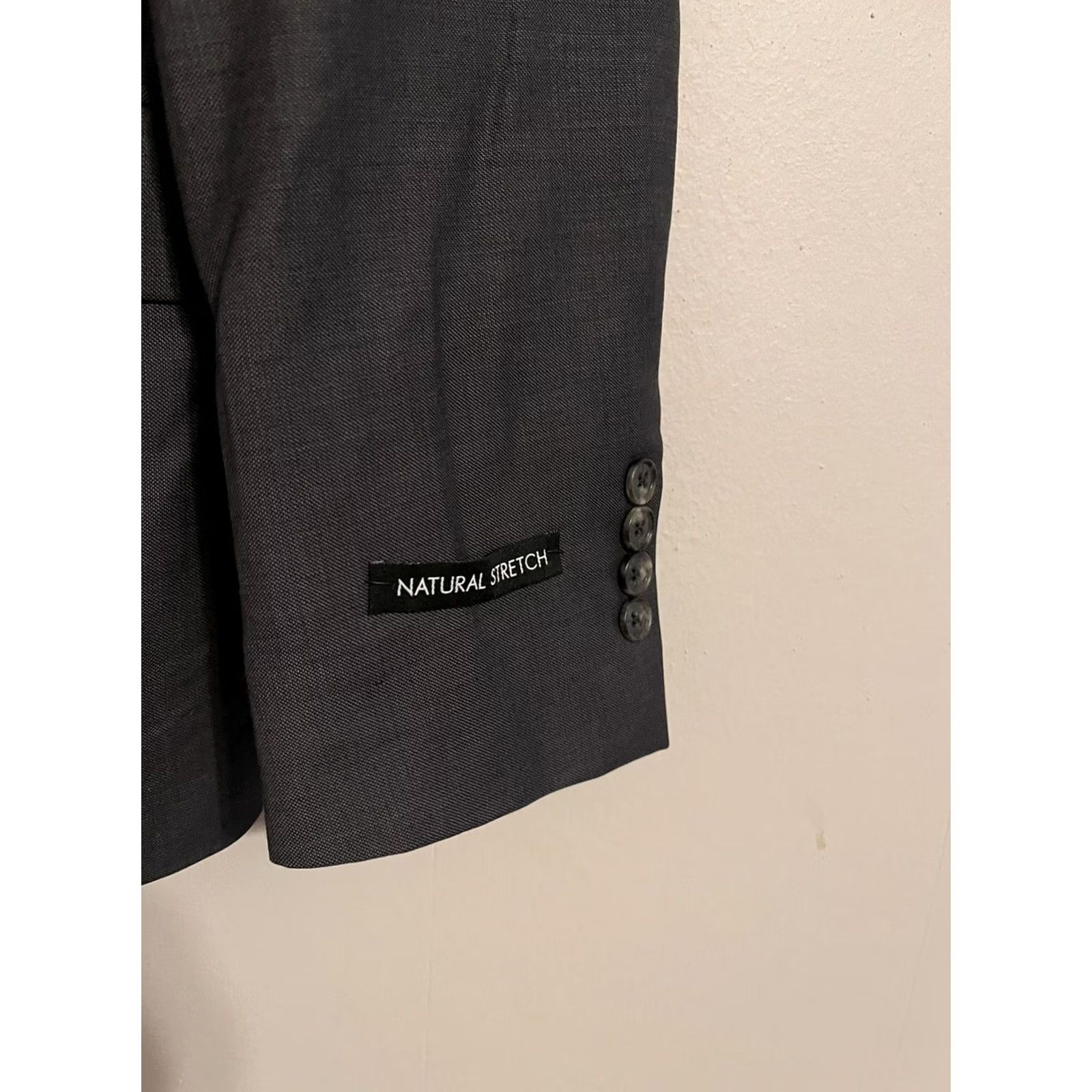 Jos. A. Bank Jos. A. Bank Traveler Slim Fit Gray Jacket Blazer - Men's 40S - Solid Wool Knit Size 40R - 2 Thumbnail