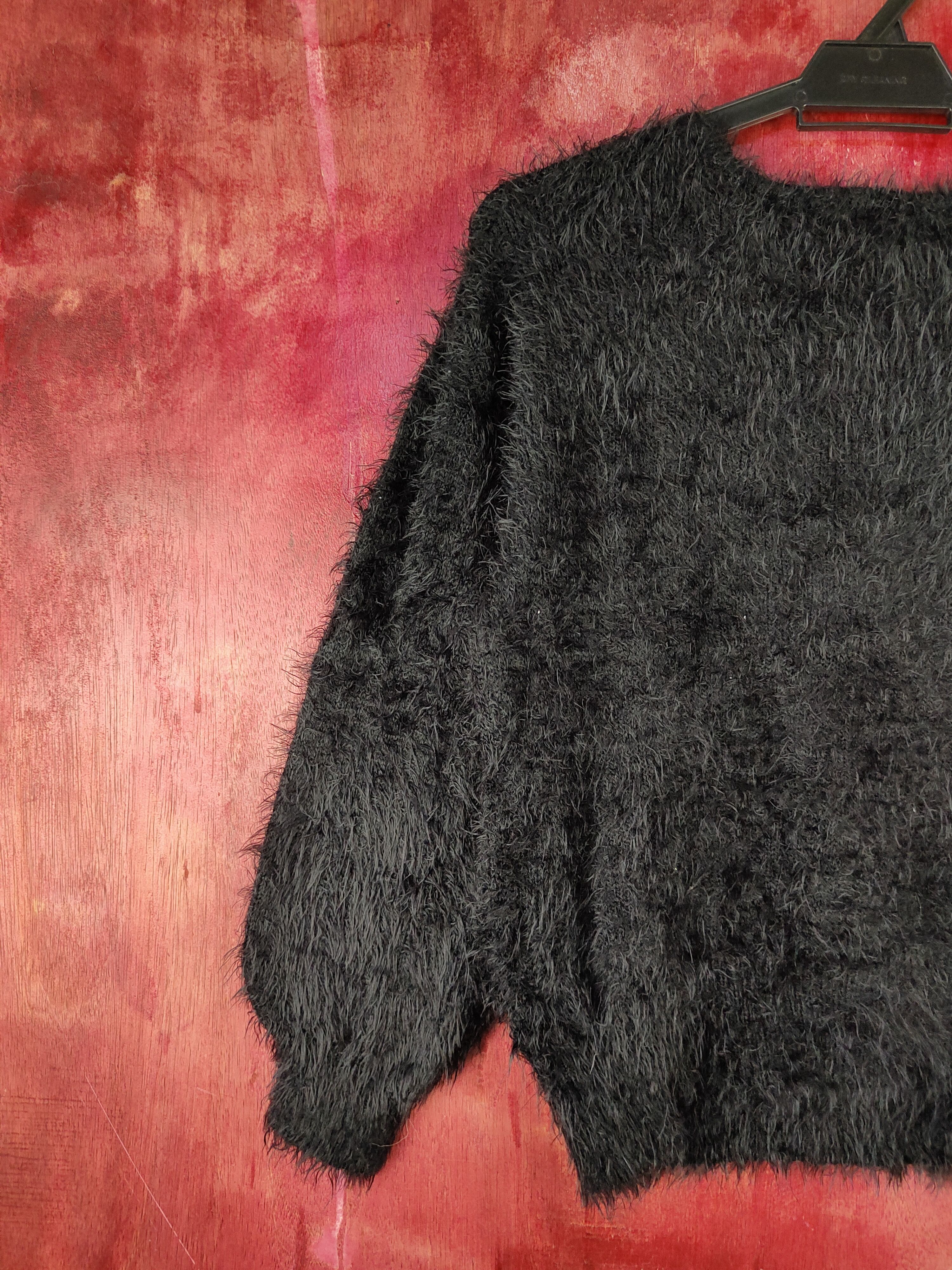 Aran Isles Knitwear × Japanese Brand × Vintage Earth Music & Ecology Black Fur Mohair Knitwear #S2089 Size S / US 4 / IT 40 - 9 Thumbnail