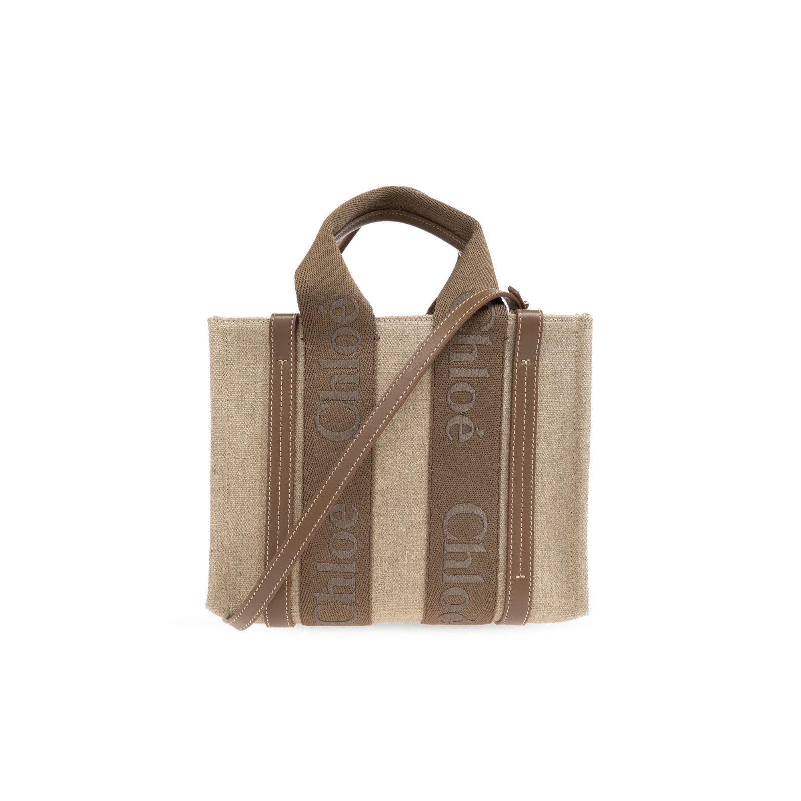 Chloe Chloe Small Brown Linen Tote Shopper Bag New & Authentic Size ONE SIZE - 1 Thumbnail