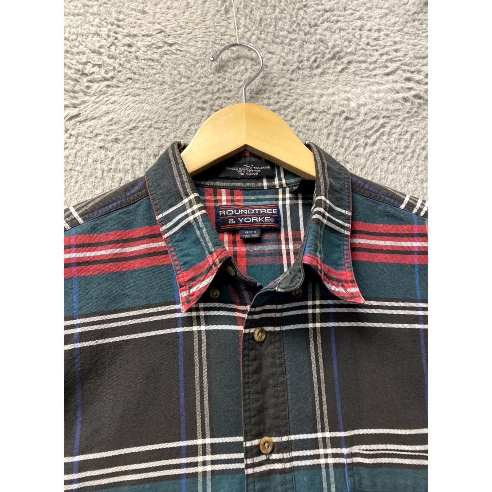 Roundtree & Yorke Roundtree & Yorke Button Down Shirt Mens L Short Sleeve Multicolor Twill Cotton-Polyester Button-Up Regular Fit Size US L / EU 52-54 / 3 - 2 Thumbnail