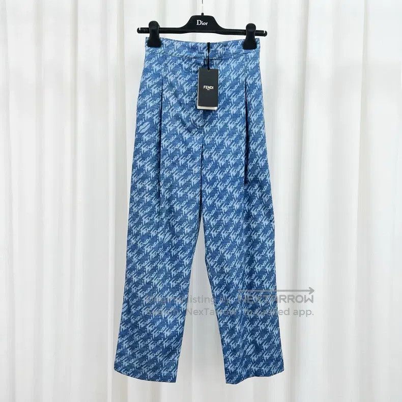 Fendi Fendi Blue all-over print letter denim jeans Size 42" / US 20 - 1 Thumbnail