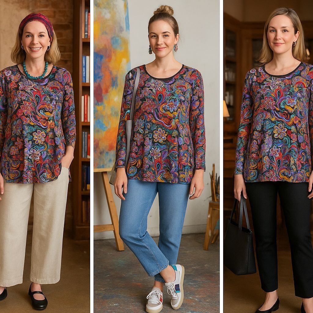 Other Ali Miles Women’s Tunic Top Floral Print M Art to Wear Smart Size M / US 6-8 / IT 42-44 - 2 Thumbnail