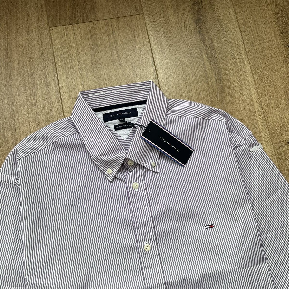 Tommy Hilfiger Vintage Tommy Hilfiger 80’ Two Ply Cotton Shirt (Size 3XL) Size US XXL / EU 58 / 5 - 2 Thumbnail