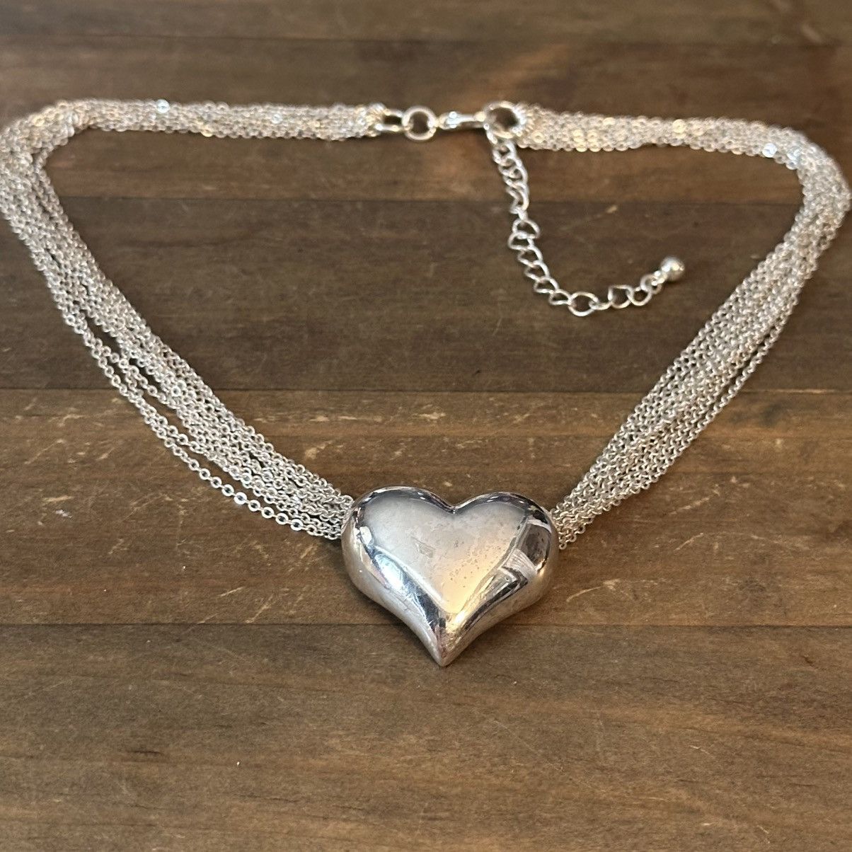 Other Multi strand silver tone puffed heart necklace Size ONE SIZE - 2 Thumbnail