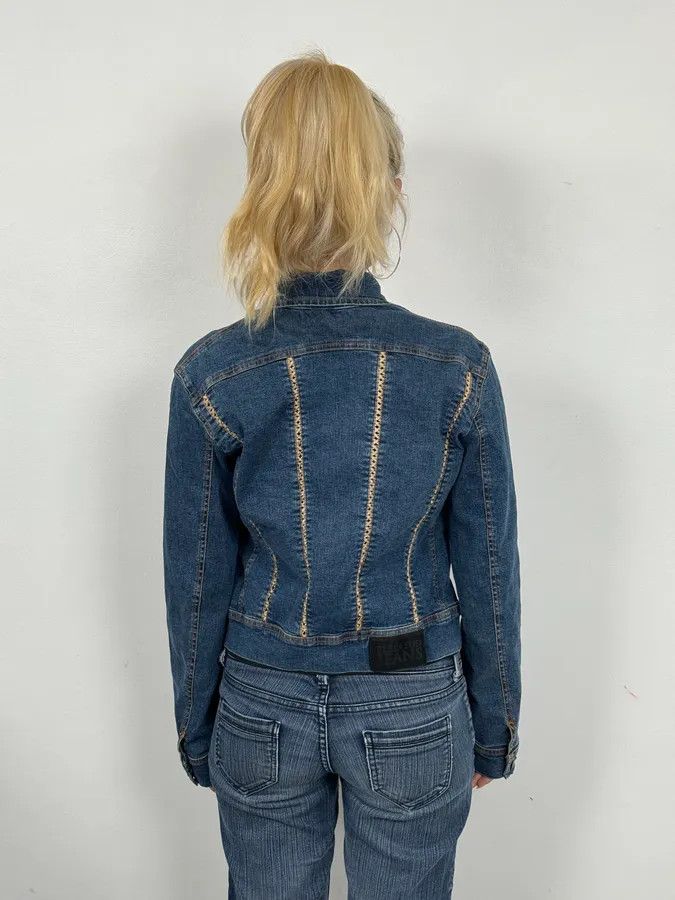 Vintage 2000s Plein Sud Metal Laced Raw Denim Jacket Size S / US 4 / IT 40 - 3 Thumbnail