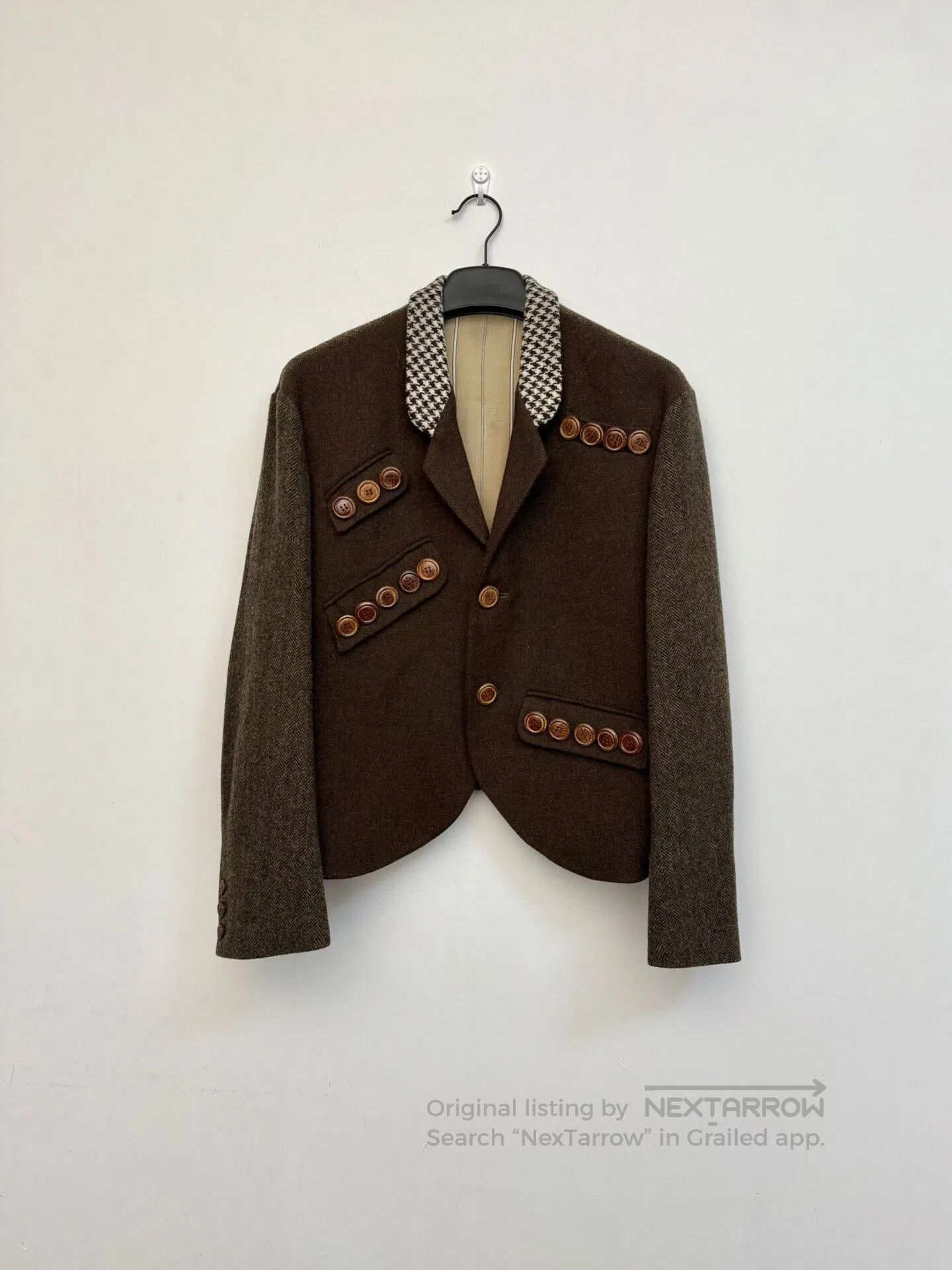 Christopher Nemeth Deconstructed Houndstooth Wool Blazer. Size US S / EU 44-46 / 1 - 2 Thumbnail