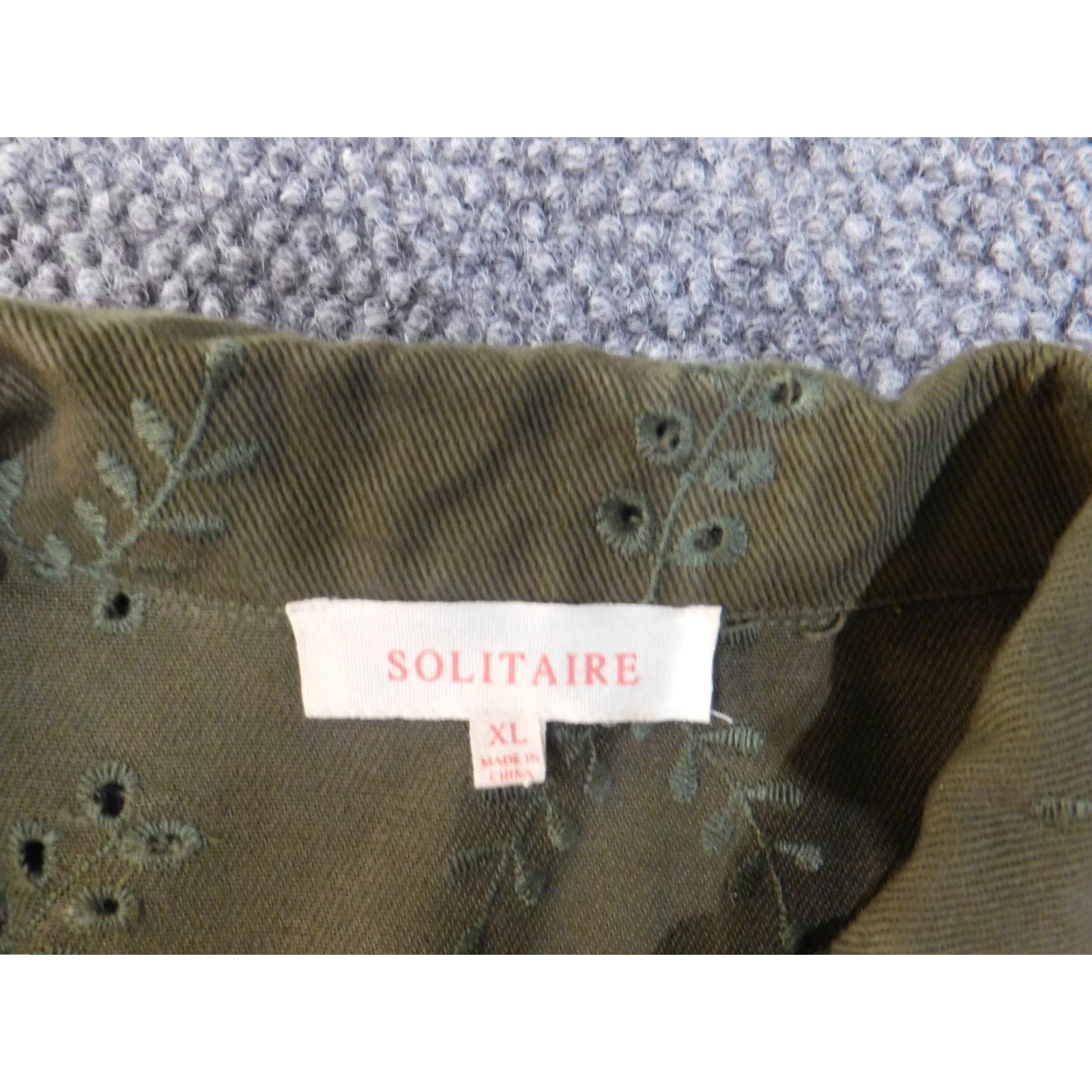 Vintage Anthology Solitare Top XL Womens Green Floral Embroidered Denim Jacket Size XL / US 12-14 / IT 48-50 - 6 Thumbnail